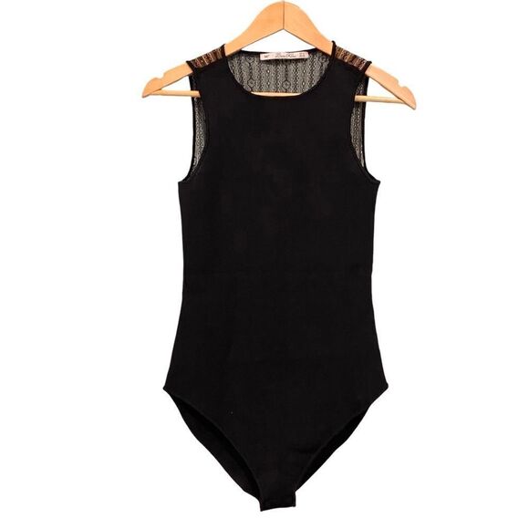 Zara Black Lace Back Knit Sleeveless Body Suit Tank Top in Size Medium - Picture 2 of 8